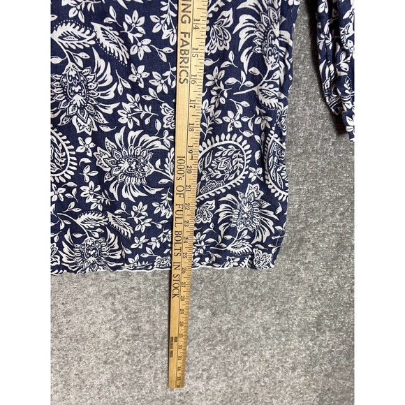 Sigrid Olsen Linen V-Neck Floral Paisley Top Womens Size Small Blue White - Picture 7 of 7